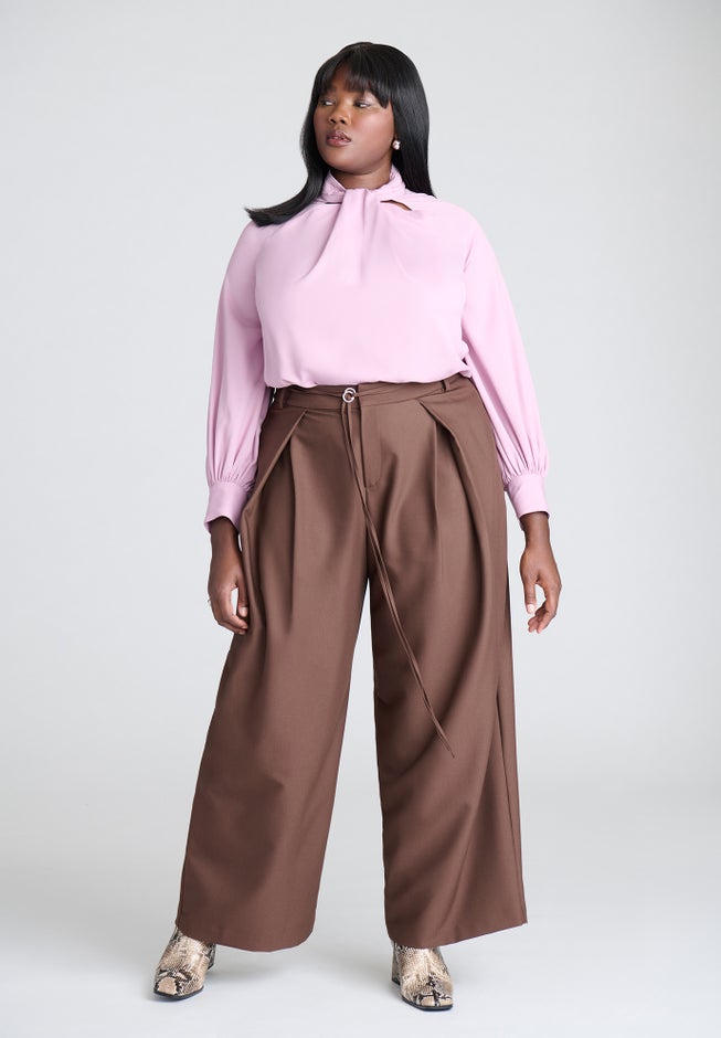 Neck Tie Top With Cut Outs image number 2