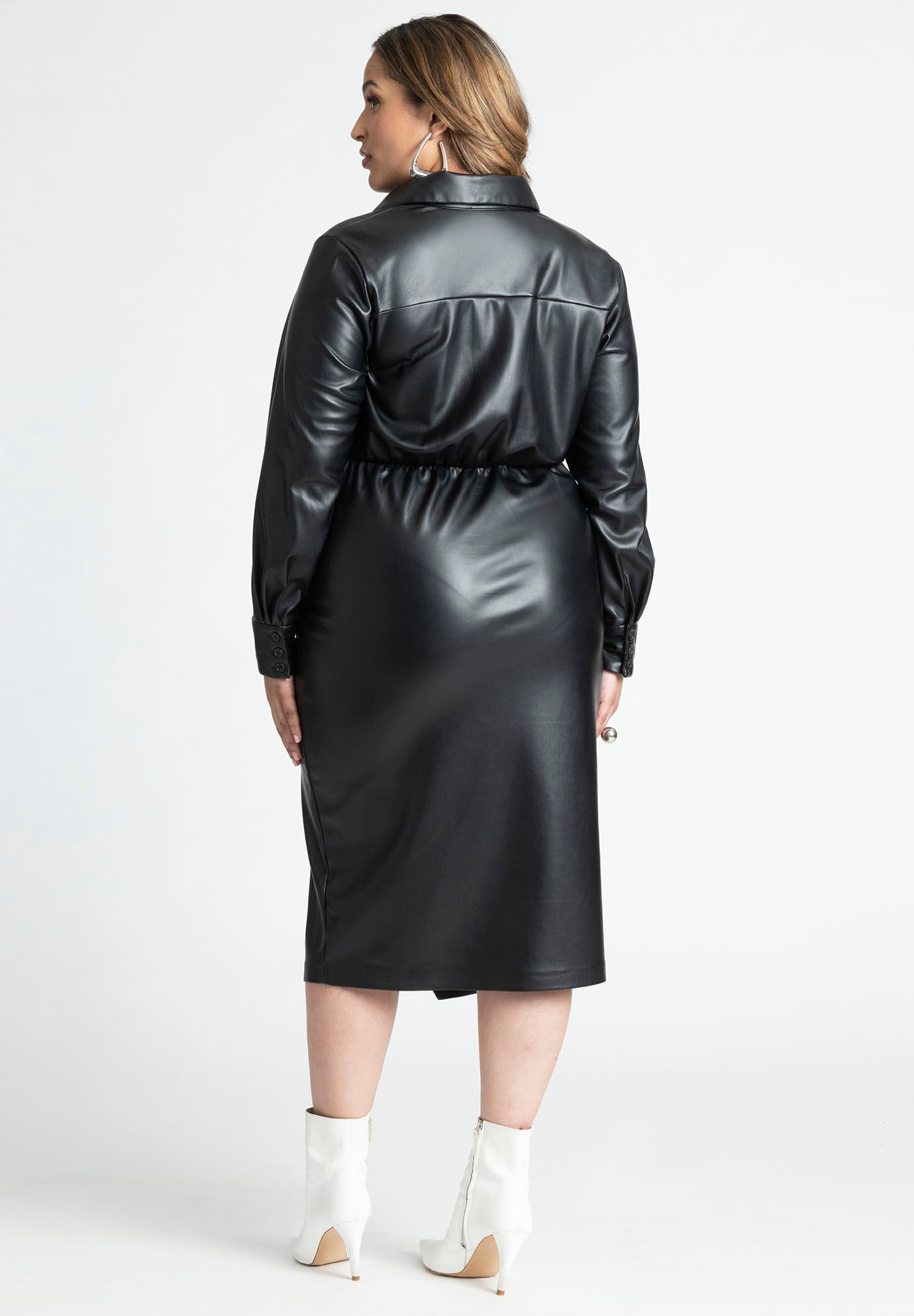 Leather Wrap Dress With Collar image number 2