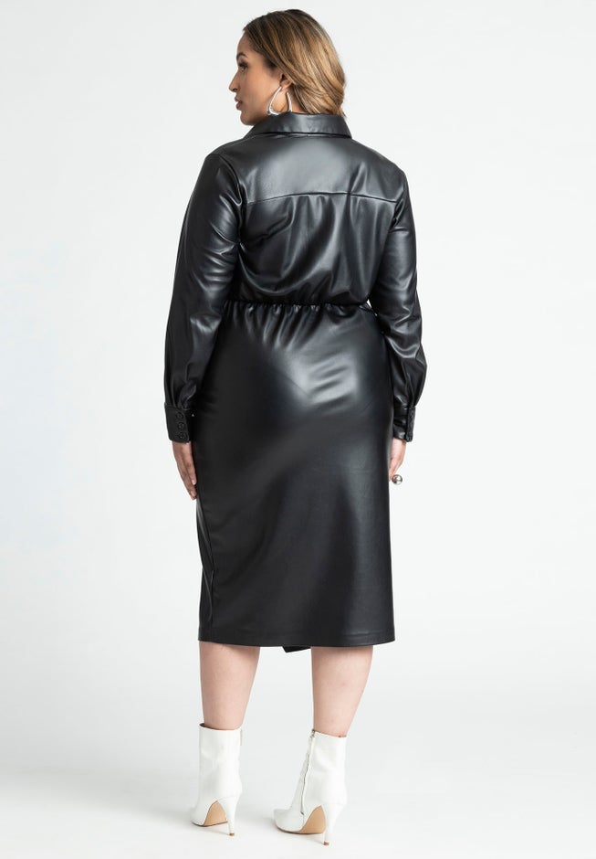 Leather Wrap Dress With Collar image number 2