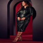 Leather Wrap Dress With Collar image number null