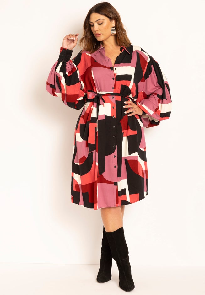 Exaggerated Sleeve Shirt Dress image number 1