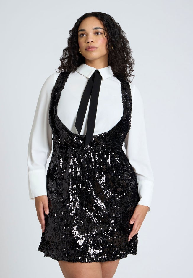 Bow Blouse Sequin Mini Dress image number 2