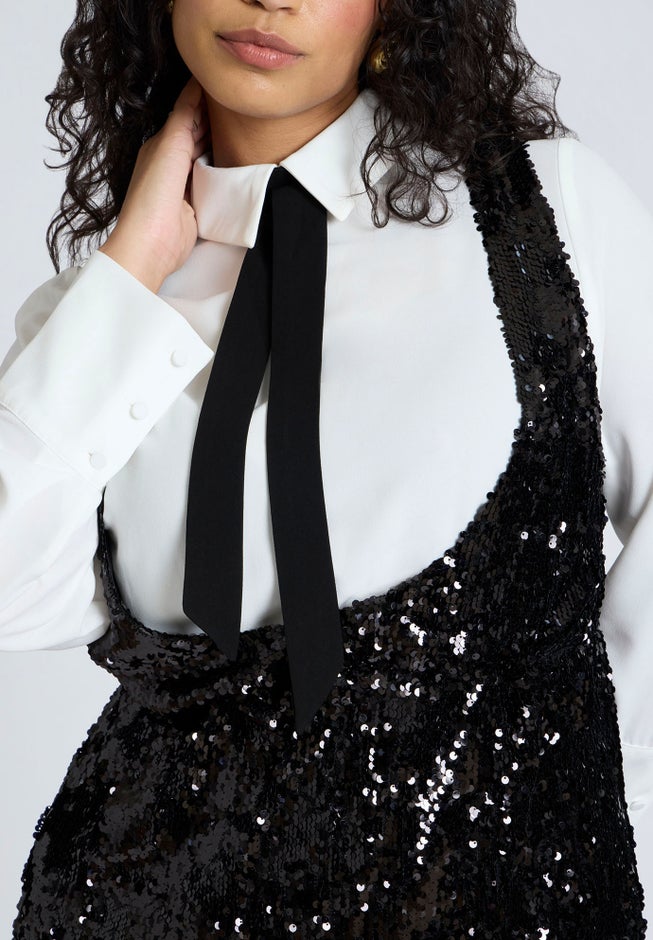 Bow Blouse Sequin Mini Dress image number 3