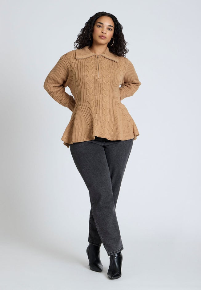 Peplum Zipper Sweater image number 2