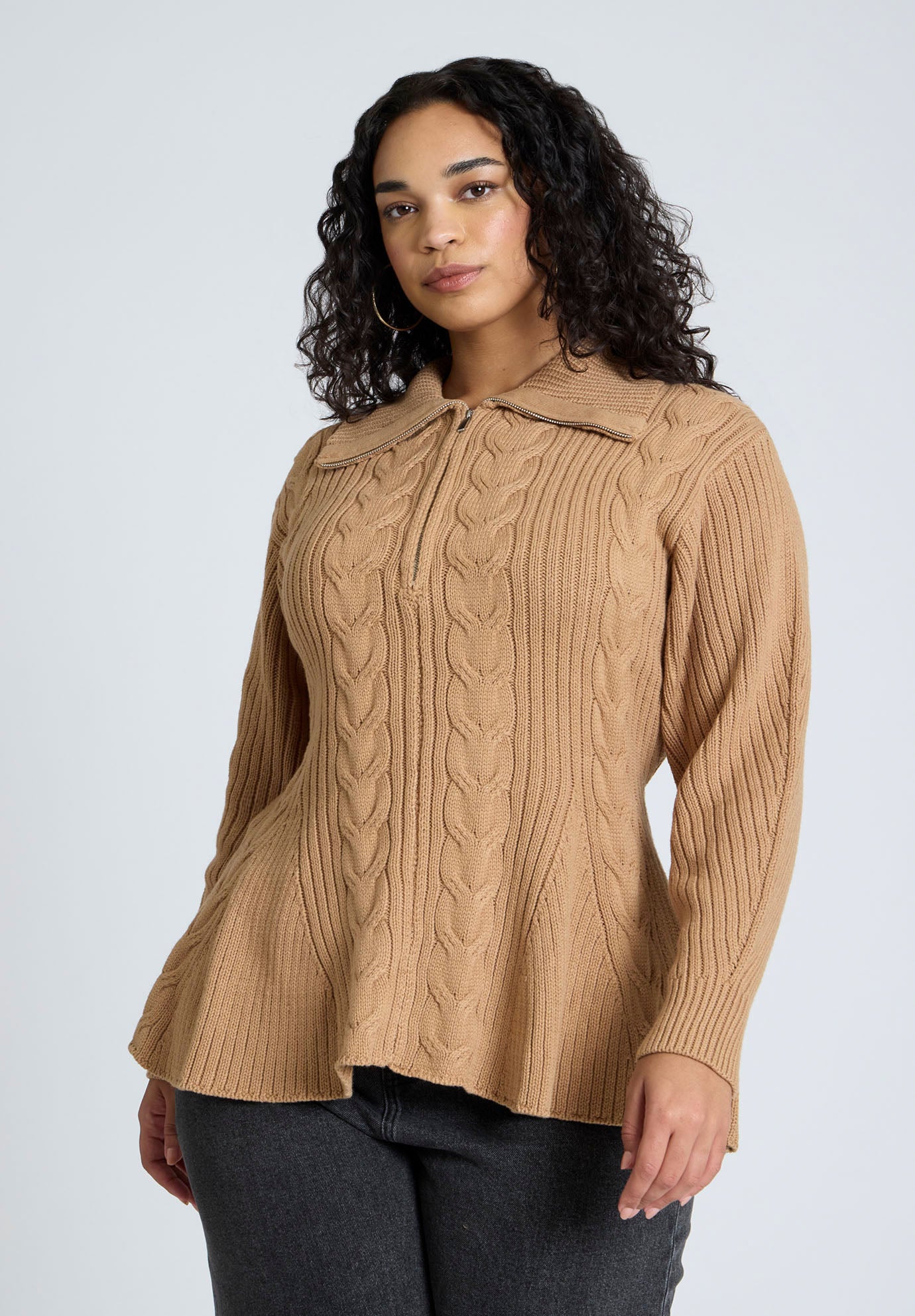 Peplum Zipper Sweater image number 0