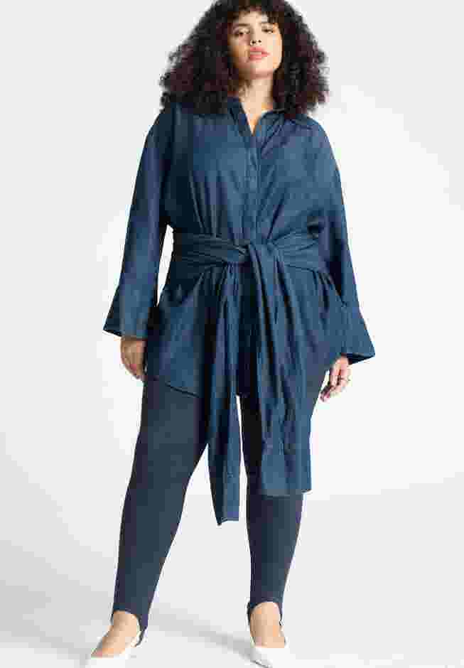 Barkwood x ELOQUII Chambray Tunic With Waist Ties image number 2
