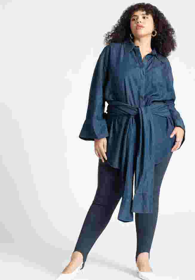 Barkwood x ELOQUII Chambray Tunic With Waist Ties image number 3