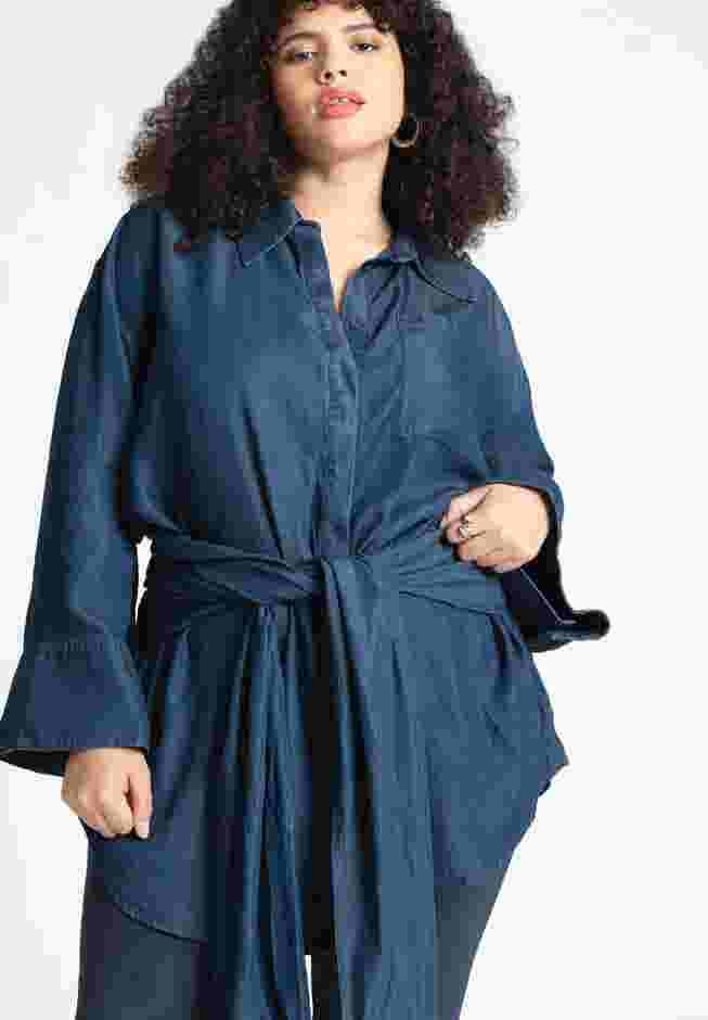 Barkwood x ELOQUII Chambray Tunic With Waist Ties image number 0