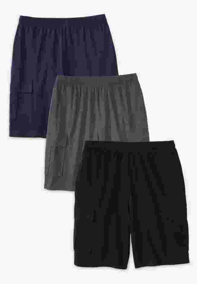 Lightweight Jersey Cargo Shorts, 3-Pack image number 0