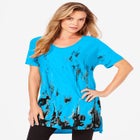 Plus Size Printed Slub Tunic Top image number null