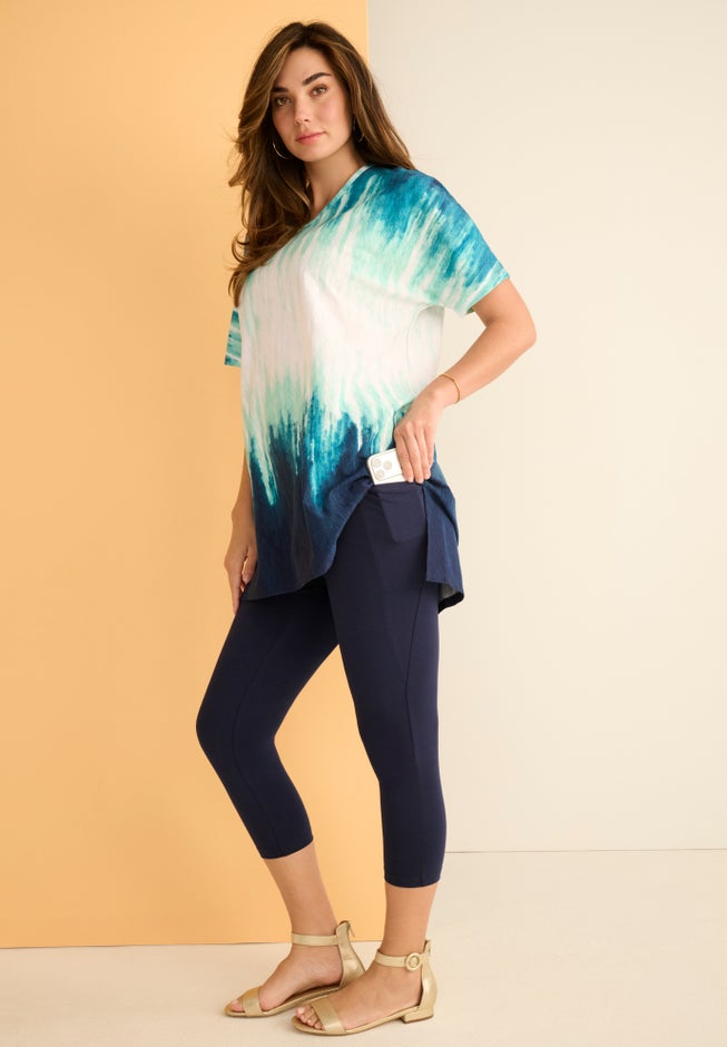 Plus Size Printed Slub Tunic Top image number 2