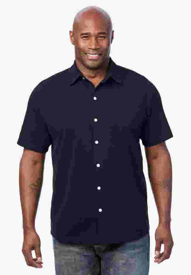 Lightweight Stretch Mesh Piqué Button Down Shirt image number 3