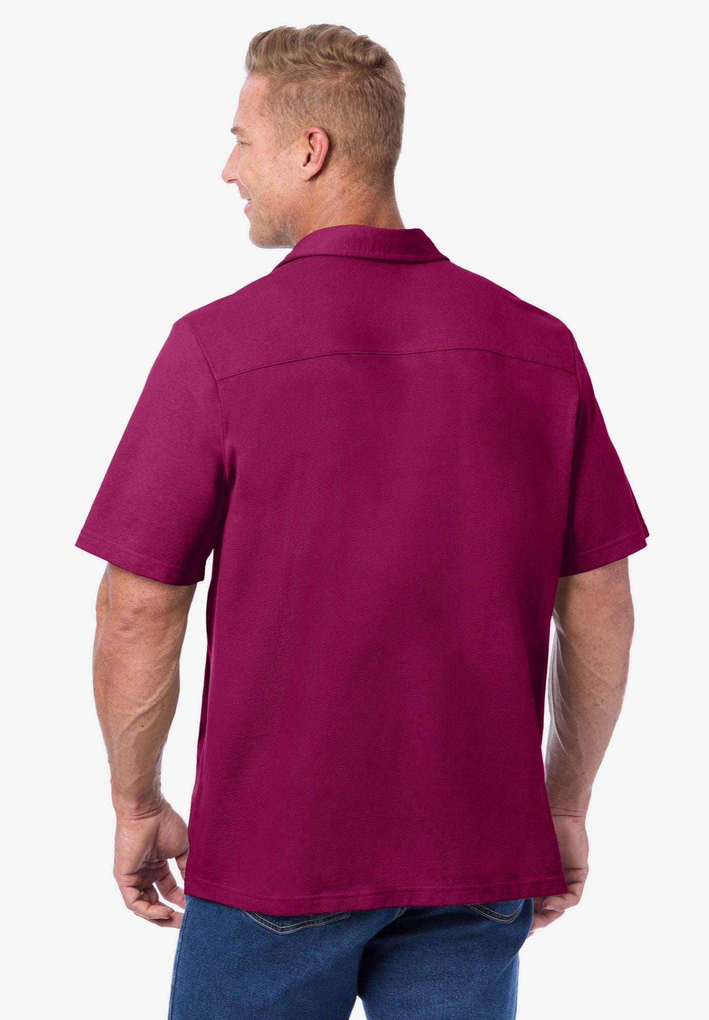 Lightweight Stretch Mesh Piqué Button Down Shirt image number 1