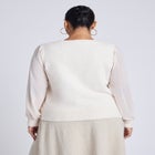 Sheer Sleeve V-Neck Sweater image number null