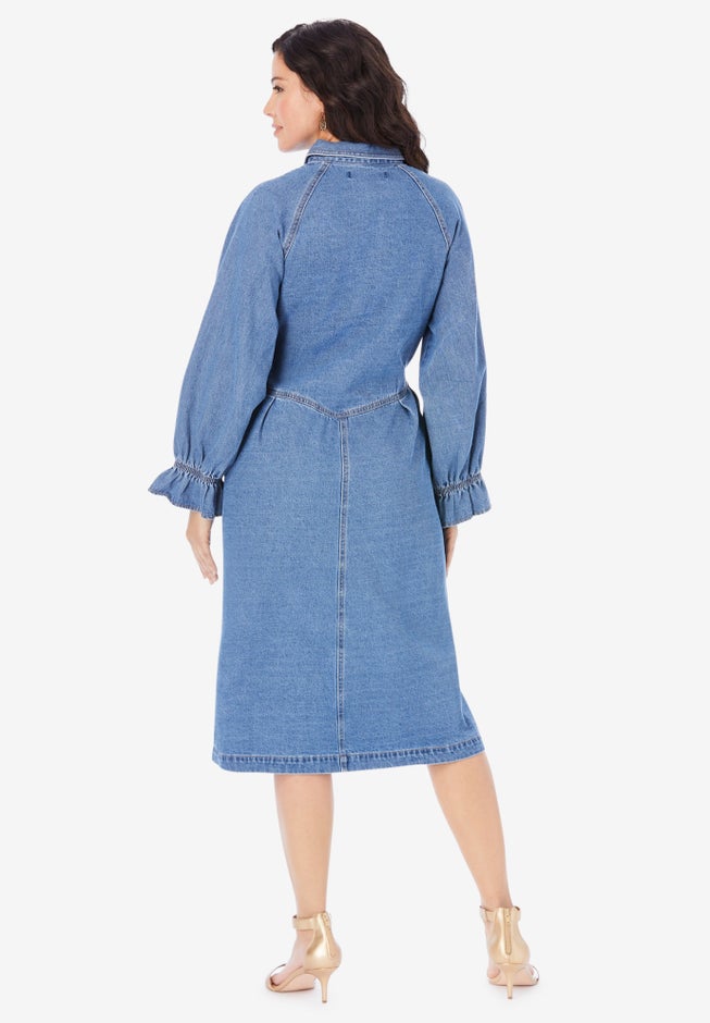 Button Front Denim Dress image number null