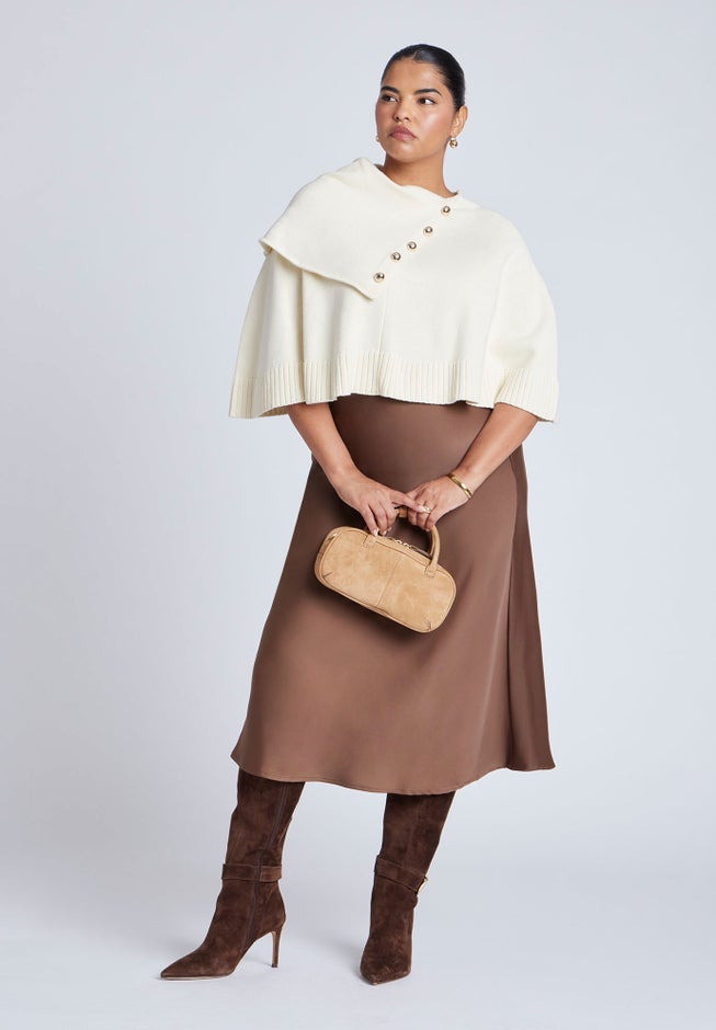 Button Detail Sweater Poncho image number 3