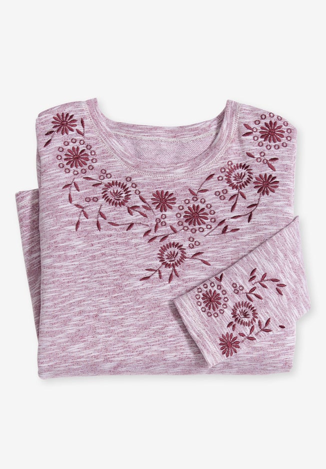 Floral Embroidered Sweatshirt Tee image number 4