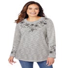 Floral Embroidered Sweatshirt Tee image number 0