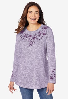 Floral Embroidered Sweatshirt Tee