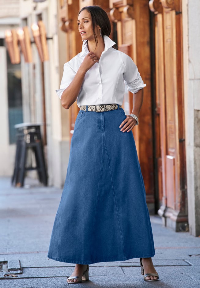 Denim Inset Maxi Skirt image number 3