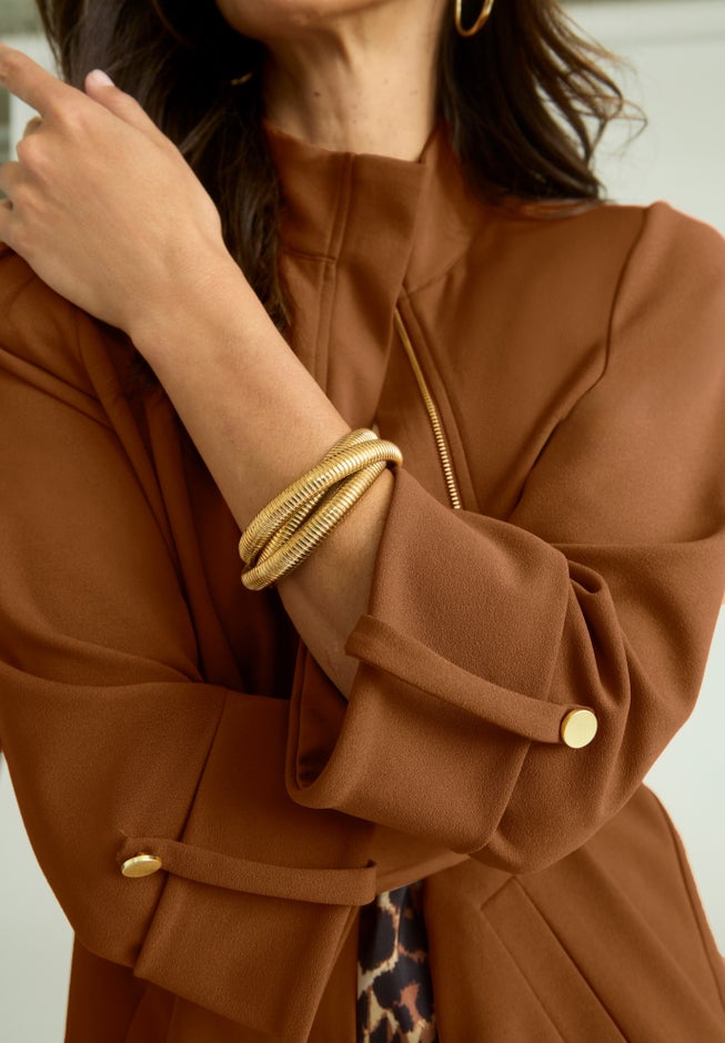 Knit Crepe Winged Collar Set image number 5