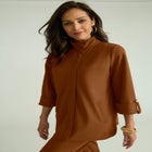 Knit Crepe Winged Collar Set image number null