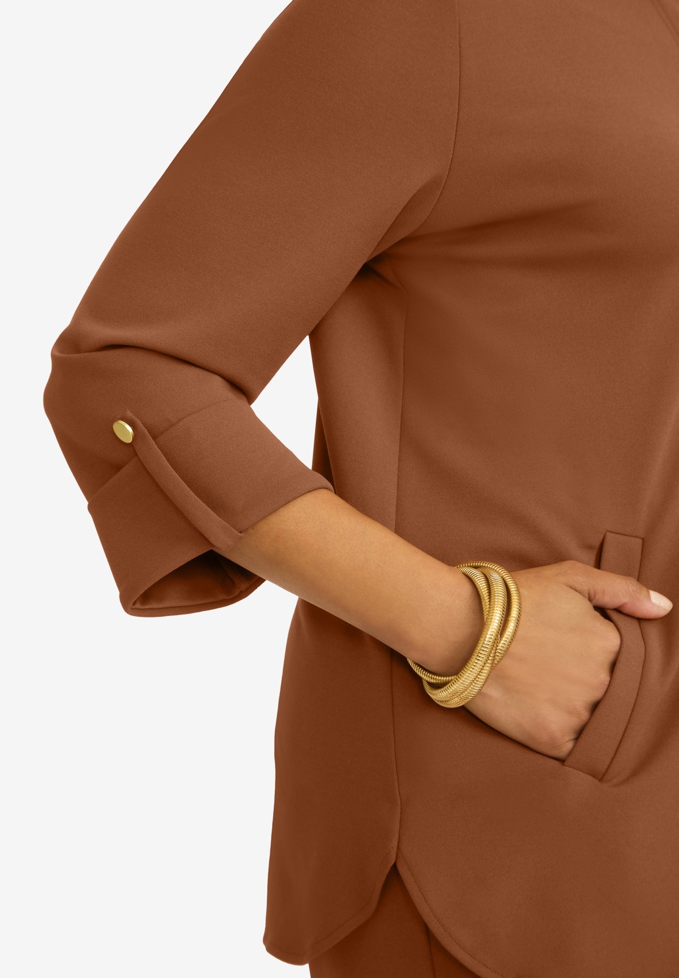 Knit Crepe Winged Collar Set image number 4