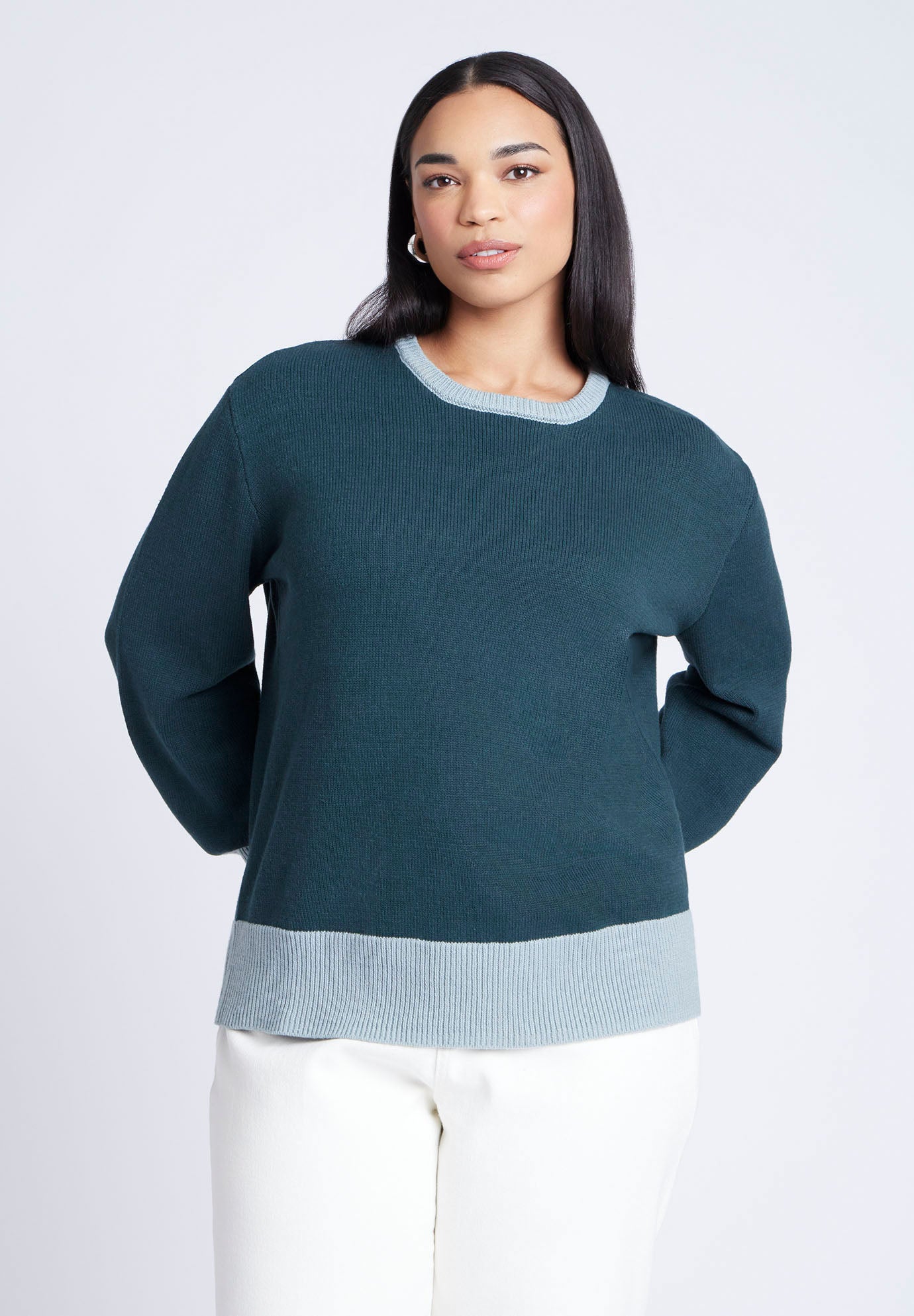 Contrast Rib Sweater image number 0