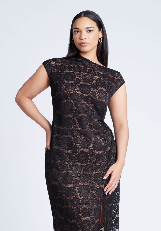 Lace Fitted Midi Dress image number 2