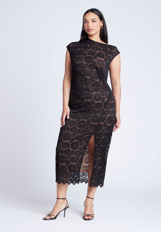 Lace Fitted Midi Dress image number 3