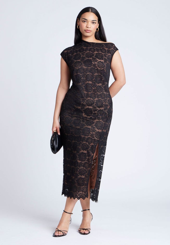 Lace Fitted Midi Dress image number 0