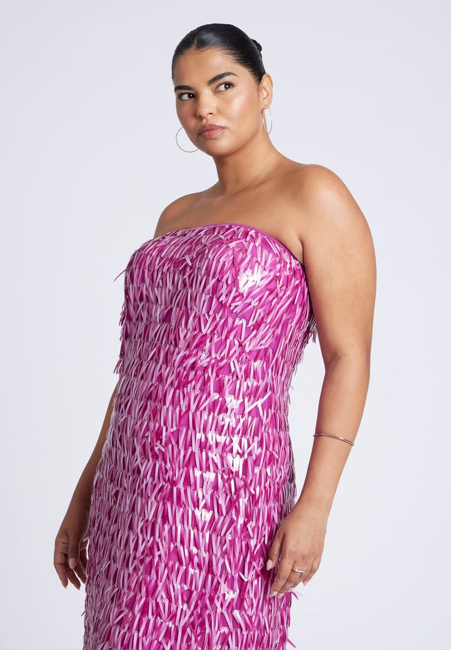 Strapless Paillette Dress image number null