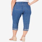 Plus Size Sequin Trim Straight Leg Capri Jean image number null