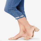 Plus Size Sequin Trim Straight Leg Capri Jean image number null
