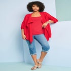 Plus Size Sequin Trim Straight Leg Capri Jean image number null