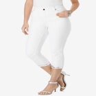 Plus Size Sequin Trim Straight Leg Capri Jean image number null