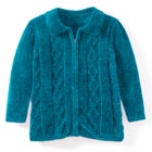 Chenille Zip Cable Cardigan Sweater image number null
