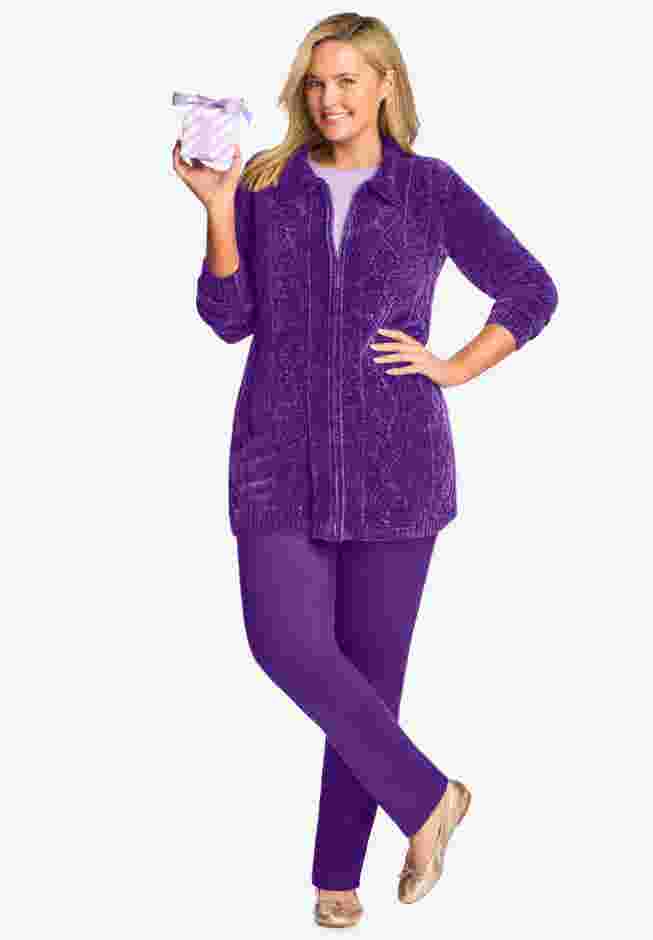 Chenille Zip Cable Cardigan image number 2