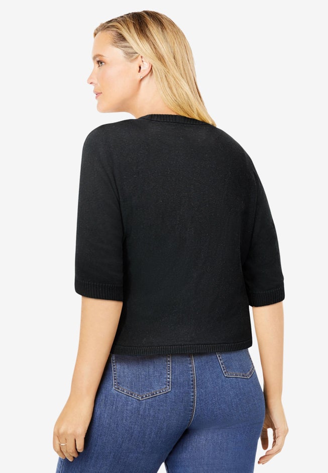 Rib Trim Cardigan Shrug image number 1