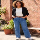 Rib Trim Cardigan Shrug Sweater image number null