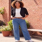 Rib Trim Cardigan Shrug Sweater image number 0