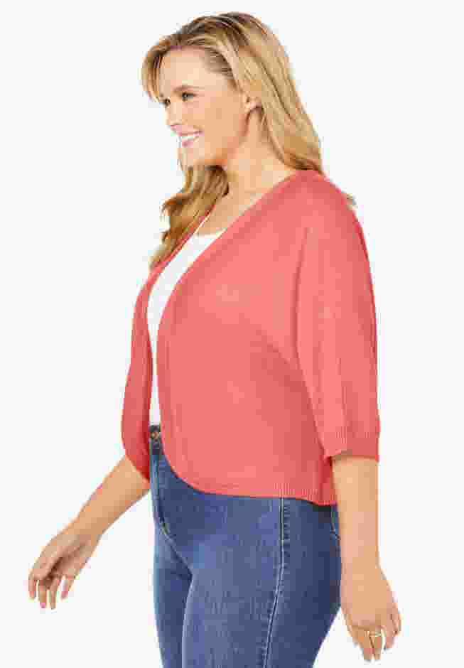 Rib Trim Cardigan Shrug image number 2