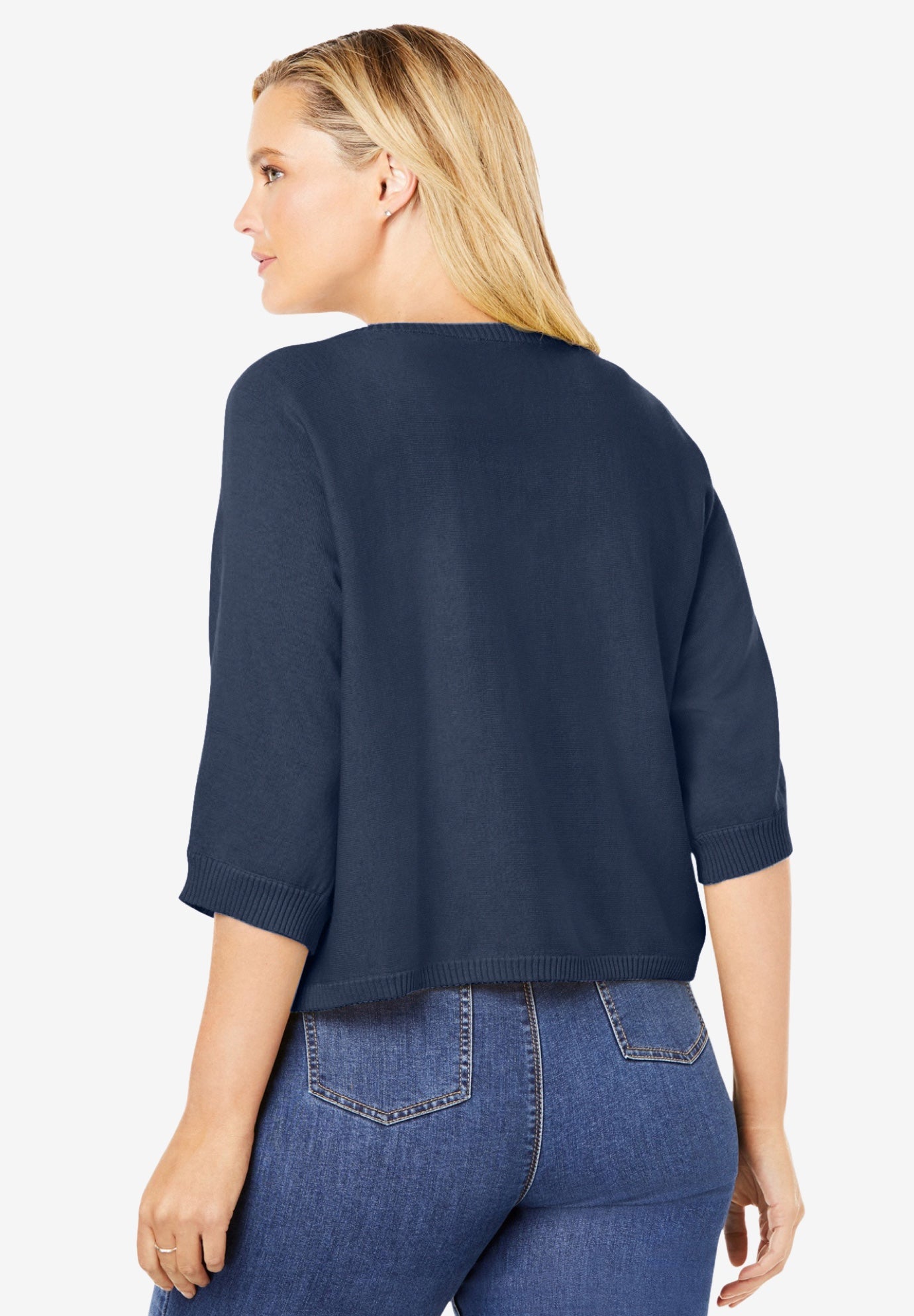 Rib Trim Cardigan Shrug Sweater image number 1