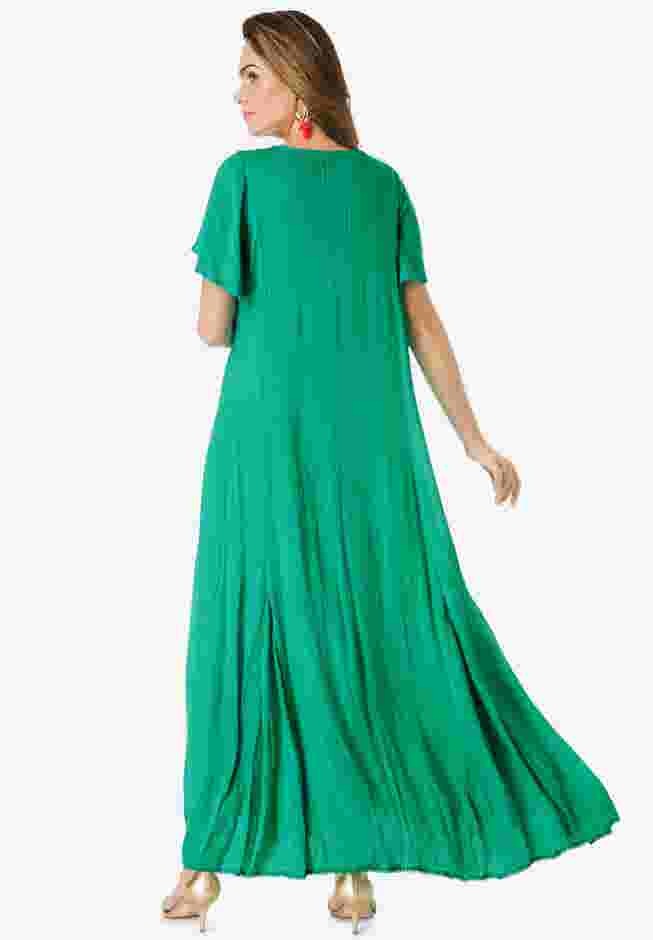 Hand-Crinkled Embroidered Maxi Dress image number 1