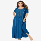 Plus Size Flutter Sleeve Hand Crinkled Maxi Dress &ndash; Curvy A-Line image number null