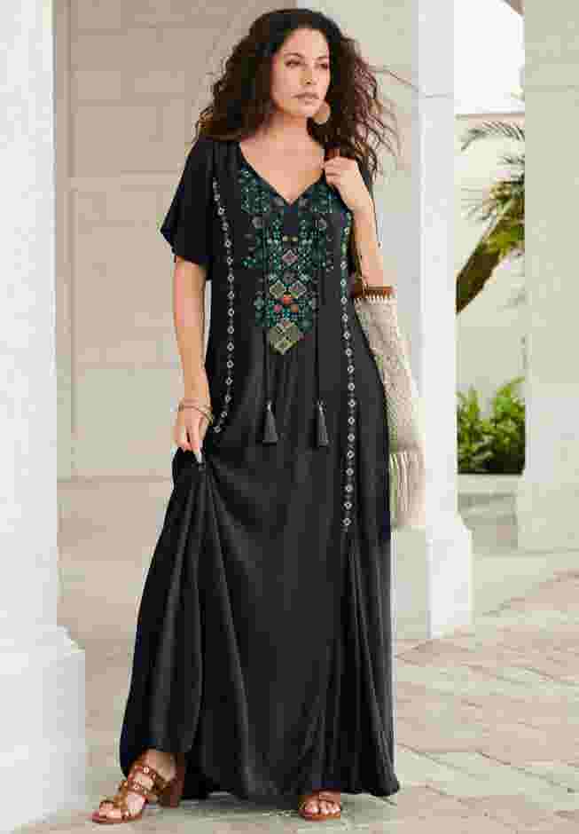 Hand-Crinkled Embroidered Maxi Dress image number 0