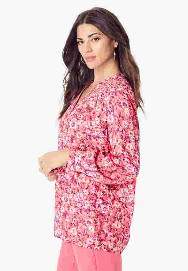Smocked V-Neck Tunic image number 3