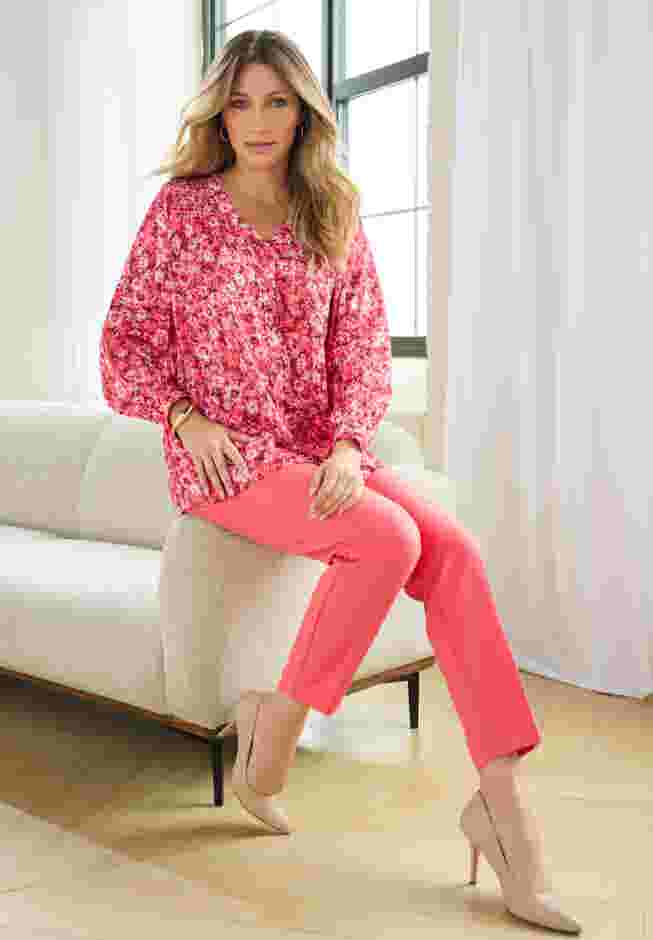 Smocked V-Neck Tunic image number 4