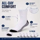 1/4" Length Cushioned Crew 6 Pack Socks image number 1