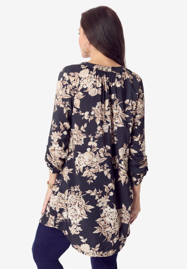Button Down Y Neck Tunic image number 1